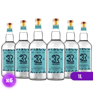 6x Pisco Tres Erres Transparente 40° - Reservado Doble Destilado - 1L
