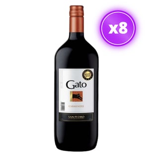 8x Vino Gato Botellón - Carmenere - 1.5L