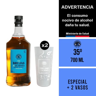 Brujas De Salamanca Especial 35° 700 Ml + 2 Vaso Acrílico 580 Ml.