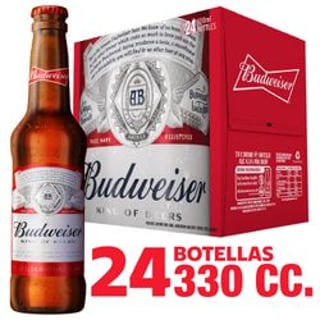Caja 24 un. Cerveza Budweiser Botella 330 cc