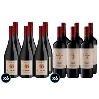 CAJA RITUAL SUTIL: 6x Vino Ritual Pinot Noir 750cc + 6x Vino Sutil Gran Reserva Carmenere 750cc