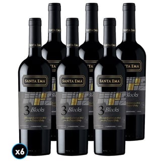 CAJA SANTA EMA 3 BLOCKS GR (Carmenere): 6x Vino Santa Ema 3 Blocks Gran Reserva Carmenere 750cc