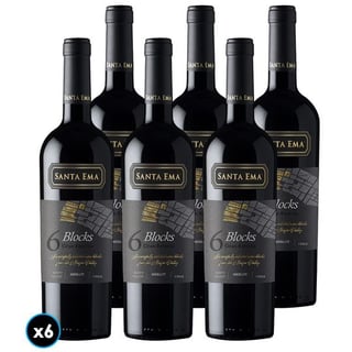 CAJA SANTA EMA 6 BLOCKS GR (Merlot): 6x Vino Santa Ema 6 Blocks Gran Reserva Merlot 750cc