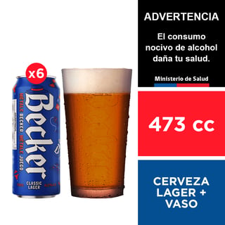 Cerveza Becker 4,5° 6 X 473 Cc. + Vaso