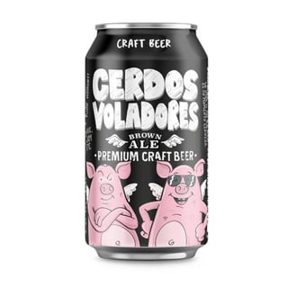 Cerveza Cerdos Voladores Brown Ale Lata 330ml