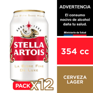 Cerveza Stella Artois 5,0° 12 X 354 Cc.