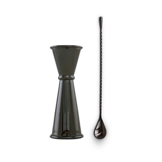 Cocktail Set Negro Go Barman: Cucharilla + Medidor Japonés