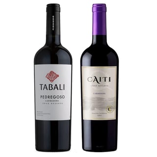DUO CAITÍ - TABALI (Carmenere): 1x Vino Caiti Gran Reserva Carmenere 750cc + 1x Vino Tabali Pedregoso Gran Reserva Carmenere 750cc