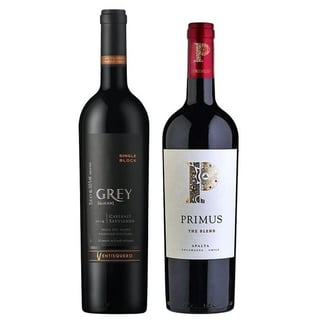 Duo Maestro: 1x Vino Primus The Blend Orgánico 750cc + 1x Vino Ventisquero Grey Cabernet Sauvignon 750cc