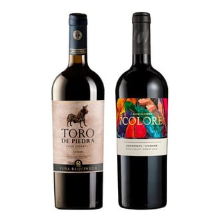 DUO TORO DE PIEDRA - 7 COLORES: 1x Vino Toro de Piedra Gran Reserva Carmenere 750cc + Vino 7 Colores Gran Reserva Carmenere-Viognier 750cc