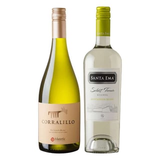 DUO VINOS BLANCOS CORRALILLO - SANTA EMA: 1x Vino Matetic Corralillo Sauvignon Blanc 750cc + 1x Vino Santa Ema Select Terroir Reserva Sauvignon Blanc 750cc