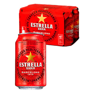 Estrella Damm Lager 6 Lata de 330 cc.