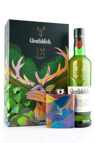 Glenfiddich 12 Años 750cc + Petaca