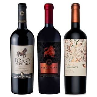 GRAN TRIO Nº3: Vino Toro de Piedra Cabernet Sauvignon 750cc + Vino Bestia Negra Carmenere 750cc + Vino Odfjell Armador Carmenere 750cc