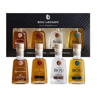 KIT BOU LEGADO: 4x Variedades Pisco 1929 Bou Legado 50cc Miniatura