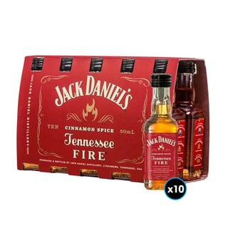 KIT WHISKEY JACK DANIELS FIRE 50cc: 10x Whiskey Jack Daniels Tennessee Fire 50cc 35º alc.