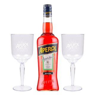 Licor Aperitivo Aperol 750cc + 2 Copas Oficiales Acrílicas