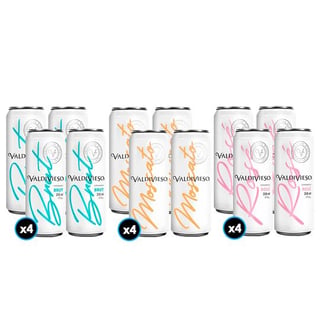 MIX ESPUMANTE VALDIVIESO EN LATA: 4x Espumante Valdivieso Brut en Lata 310cc + 4x Espumante Valdivieso Moscato en Lata 310cc + 4x Espumante Valdivieso Rosé en Lata 310cc
