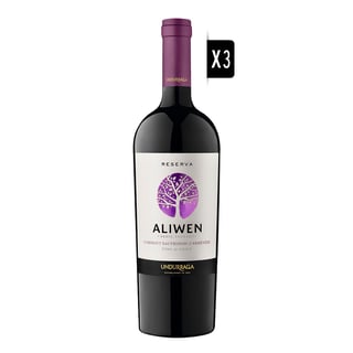 Pack 3x Vino Undurraga Aliwen Cabernet Sauvignon / Carmenere 750cc