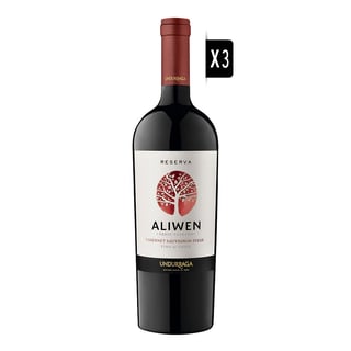 Pack 3x Vino Undurraga Aliwen Cabernet Sauvignon / Syrah 750cc