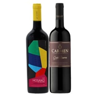 Pack 6 botellas Carmen Gran Reserva Cabernet Sauvignon + 6 Calyptra Mosaiko Cabernet Sauvignon ($3.990 c/u)
