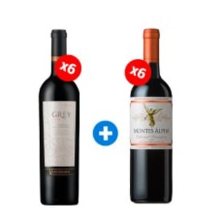 Pack 6 Botellas Ventisquero Grey Unique Cabernet Sauvignon + 6 Botellas Montes Alpha Cabernet Sauvignon.