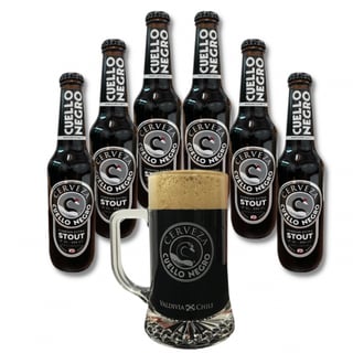 Pack 6 Cerveza Cuello Negro Stout 330cc + Vaso Shopero Oficial 500cc