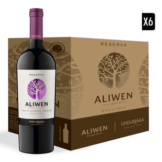 Pack 6x Vino Undurraga Aliwen Cabernet Sauvignon / Carmenere 750cc