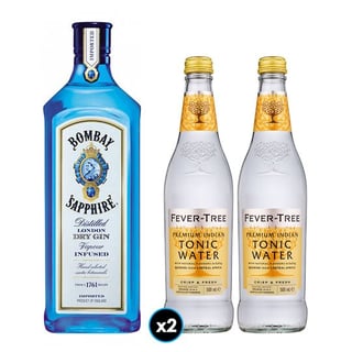 PACK BOMBAY FEVER TREE N°4: 1x Gin Bombay Sapphire 750cc 47º alc. + 2x Tónica Fever Tree Indian 500cc