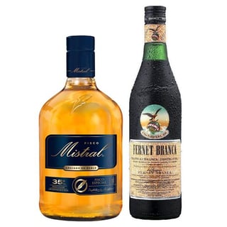 Pack Branca + Mistral: Licor Fernet Branca 750cc + Pisco Mistral Añejado 1 Litro 35º alc.
