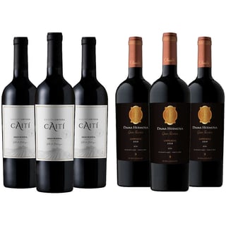 PACK CAITI - CHOCALAN (Gran Reserva): 3x Vino Caiti Gran Reserva Carmenere 750cc + 3x Vino Chocalan Dama Hermosa Gran Reserva Carmenere 750cc