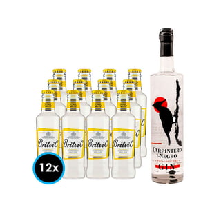 PACK CARPINTERO NEGRO BRITVIC (Agua Tónica): 12x Agua Tónica Britvic 200cc + Gin Carpintero Negro 750cc