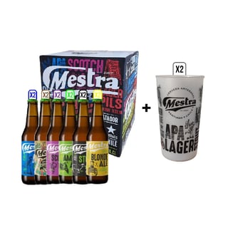 Pack Catador 12x Cervezas + 2 Vasos Mestra