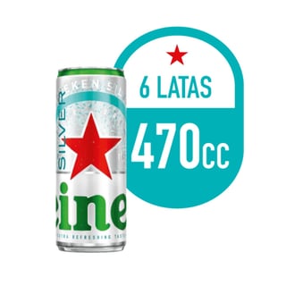 Pack Cerveza Heineken silver lata 6 un de 470 cc