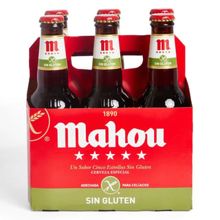 Pack Cerveza Mahou sin gluten botella 6 un de 330 cc