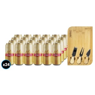 PACK CUSQUEÑA: 24X Cerveza Cusqueña Lata 473cc +1x Tabla Picoteo Cusqueña