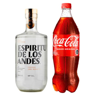 PACK EDLA N°1: 1x Pisco Espíritu de los Andes 750cc + 1x Bebida Coca Cola 1,5 Litros