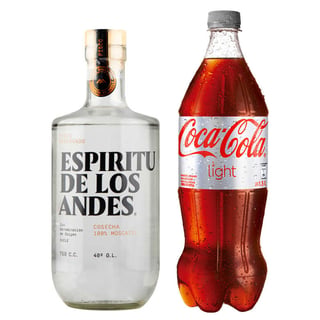 PACK EDLA N°2: 1x Pisco Espíritu de los Andes 750cc + 1x Bebida Coca Cola Light 1,5 Litros