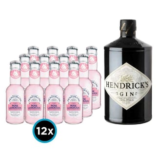 PACK FENTIMANS HENDRICKS (Rose Lemonade): 12x Bebida Premium Fentimans Rose Lemonade 200cc + Gin Hendricks 700cc 41,4º alc.