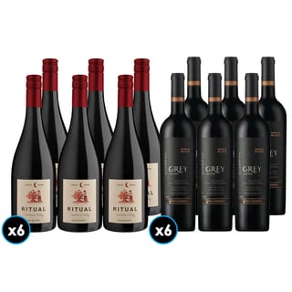 PACK GREY RITUAL: 6x Vino Ventisquero Grey Cabernet Sauvignon 750cc + 6x Vino Ritual Pinot Noir Orgánico 750cc