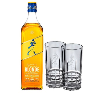 PACK JOHNNIE WALKER BLONDE + 2 VASOS: 1x Whisky Johnnie Walker Blonde 750cc 40º alc. + 2x Vasos Vintage Johnnie Walker