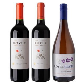 PACK KOYLE N°1: 1x Vino Koyle Gran Reserva Cabernet Sauvignon 750cc + 1x Vino Koyle Gran Reserva Carmenere 750cc + 1x Vino Koyle Costa La Flor Gran Reserva Sauvignon Blanc 750cc