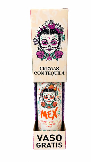 Pack Licor Mex Crema de Mango con Tequila 15° 700cc + Vaso de Regalo