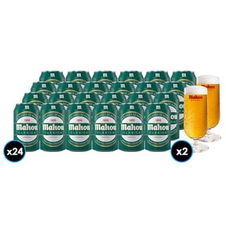PACK MAHOU CLASICA + COPA N°2: 24x Cervezas Mahou Clásica en Lata 500cc + 2x Copa Mahou 330cc
