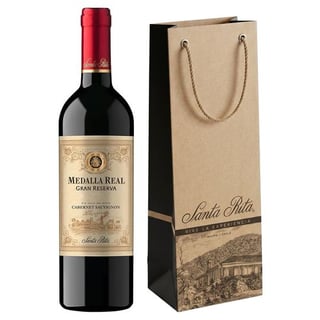  PACK MEDALLA REAL GR + BOLSA DE REGALO: 1x Vino Medalla Real Gran Reserva Cabernet Sauvignon 750cc + 1x Regalo Bolsa VSR