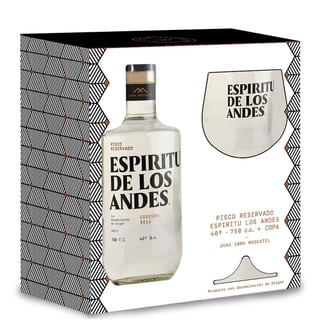 Pack Pisco Espiritu de los Andes 750cc + Copa