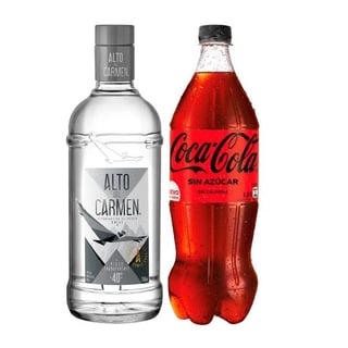 PACK PISCOLERO N°3: Pisco Alto del Carmen Transparente 750cc 40º alc. + Bebida Coca Cola Sin Azúcar 1.5 L