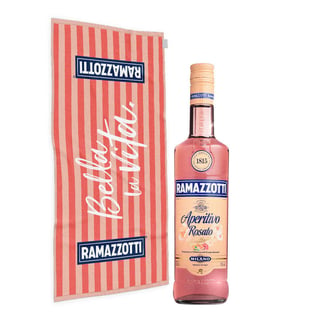PACK RAMAZZOTTI + TOALLA N°1: 1x Licor Aperitivo Ramazzotti Rosato 700cc + 1x Toalla Ramazzotti Rosato