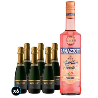 Pack Ramazzotti Viñamar: 6x Viñamar Charmat Brut Botella 375cc + Ramazzotti Rosatto