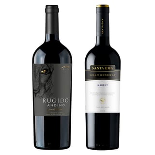 Pack Sobremesa: Rugido Andino Carmenere + Santa Ema Gran Reserva Merlot 750cc